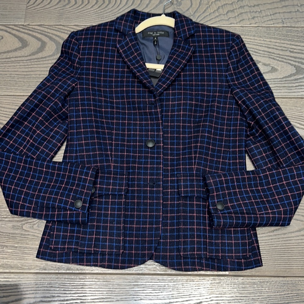 rag & bone Nancie Virgin Wool Blend Check Blazer, 4 - Picture 4 of 6